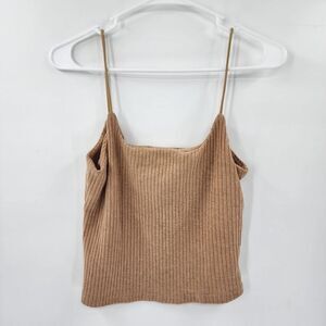 Shein crop top tank large tan brown basic ribbed